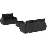  6-dijelni set vrtnih sofa s jastucima crni od poliratana | shoptok.hr