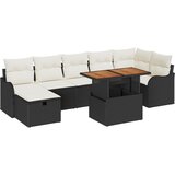 vidaXL 8 dijelni vrtni sofaset s jastucima crni poli ratan, 2-sjedalo vrtna sofa s pohranom i jastucima crni poli ratan Cijene