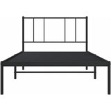  Metalni okvir za krevet s uzglavljem crni 100x190 cm | shoptok.hr