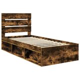  Okvir za krevet s uzglavljem Dimljeni hrast 90 x 190 cm | shoptok.hr