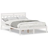 vidaXL Konstrukcija postelje z vzglavjem Bela 140 x 190 cm Borovo les | Shoptok.si