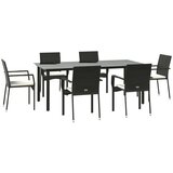  7-dijelni vrtni blagovaonski set s jastucima crni od poliratana | shoptok.hr