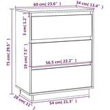  Komoda 60 x 34 x 75 cm od masivne borovine | shoptok.hr