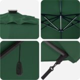  Kantileverski Roma suncobran s LED-ima Zeleni 352x251x265 cm Aluminijski | shoptok.hr