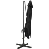  Konzolni suncobran sa stupom i LED svjetlima 300 cm crni | shoptok.hr