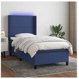 vidaXL Box spring postelja z vzmetnico LED modra 100x200 cm Cene