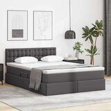  Krevet S LED lampica s uzglavljem Siva 140 x 190 cm PVC | shoptok.hr