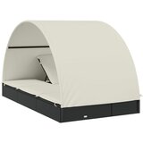 LEŽAJ za sunčanje za 2 osobe crni 211 x 112 x 140 cm poliratan | Eponuda.ba