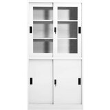 vidaXL Pisarniška omara z drsnimi vrati bela 90x40x180 cm | Shoptok.si