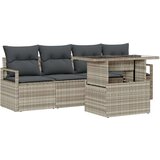  5-dijelni vrtni sofa set s jastucima svjetlosive boje poli ratan 2-sjedalni vrtni sofa s jastucima sive boje poli ratan | shoptok.hr