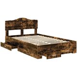  Krevetna konstrukcija s ladicama Dimljeni hrast 120 x 200 cm Smeđa 206 x 123 x 90 cm | Shoptok.si