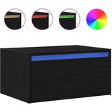 vidaXL Stenska nočna omarica z LED lučkami 2 kosa črna hrast | Shoptok.si