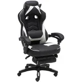 GAMING STOL kovina, umetna masa, tekstil črna, bela