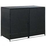 Ukrasna Kutija od Poliratana za 2 Kante za Otpad Crna 148x80x111 cm