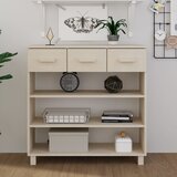 vidaXL Konzolna mizica medeno rjava 90x35x90 cm trdna borovina Cene