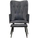 The Living Store Fotelj z naslonom za noge sive barve pravo usnje - Fotelj, (21420424) | Shoptok.si