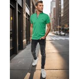DStreet Koszulka męska polo z haftem zielona | Shoptok.si