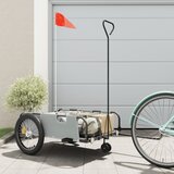 vidaXL Kolesarska prikolica siva in črna oxford blago in železo | Shoptok.si