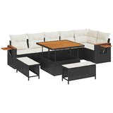 vidaXL 9-dijelni vrtni sofa set s jastučićima crni poli ratan akacija, 3-dijelni vrtni set za objedovanje s jastučićima crni poli ratan akacija Cijene