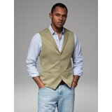 Ombre Fitted men's structured knit vest with lapels - olive | Shoptok.si