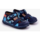 Boto Slippers Milami Children With Velcro In Dinosaur Print Navy Blue Reathiana | shoptok.hr