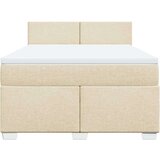 vidaXL Box spring postelja z vzmetnico krem 140x190 cm blago | Shoptok.si