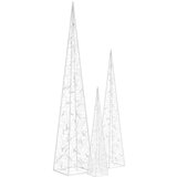 vidaXL Set akrilnih ukrasnih LED stožaca hladno bijeli 60/90/120 cm | shoptok.hr