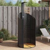 vidaXL Zunanji tuš črn 100x100x241,5 cm poli ratan in akacijev les | Shoptok.si