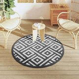 vidaXL Vanjski tepih bijelo-crni Ø 120 cm PP | shoptok.hr