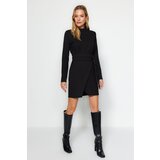 Trendyol A-Line Stand Up Collar Woven Dress with Black Belt Cijene
