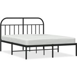 The Living Store Kovinski posteljni okvir z vzglavjem črn 140x190 cm - Posteljni Okvir, (21528348) | Shoptok.si