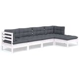  Vrtna sedežna garnitura 5-delna z blazinami bela borovina, (20973265) | Shoptok.si