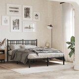 Maison Chic Kovinski Posteljni okvir - Dvoposteljna postelja - Zakonska postelja z vzglavjem črn 135x190 cm, (21693280) | Shoptok.si