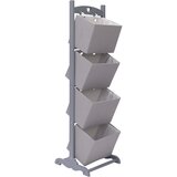 vidaXL 4-nadstropno stojalo s košarami temno sivo 35x35x125 cm les | Shoptok.si