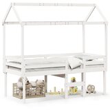 The Living Store Visoka postelja s streho bela 80x200 cm trdna borovina - Visoka Postelja, (21611828) Cene