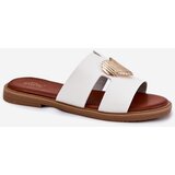 EVENTO Women's flat sandals with golden decoration white Karinma | Shoptok.si