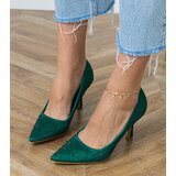 D/CEO Green satin pumps with rhinestones Kortis | Shoptok.si