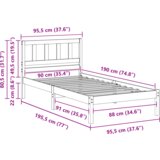 vidaXL krevetna konstrukcija smeđa 90 x 190 cm čvrsta borova drva | shoptok.hr