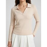 Sinsay Rebrasta bluza s dugim rukavima i ovratnikom | shoptok.hr