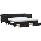  Dnevni krevet na razvlačenje s ladicama crni 100x200 cm baršun | shoptok.hr