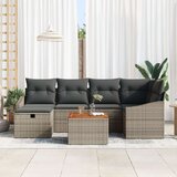 vidaXL 7-delni set vrtnih kavčev z blazinami Sivi Poli Rattan | Shoptok.si