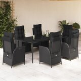 vidaXL 7-dijelni vrtni blagovaonski set s jastucima crni od poliratana | shoptok.hr