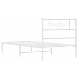  Metalni okvir za krevet s uzglavljem bijeli 100x200 cm | shoptok.hr