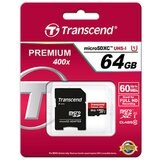 Transcend PREMIUM 64GB MicroSDHC kartica UHS1 60MB/s 400x Class10 | Eponuda.ba