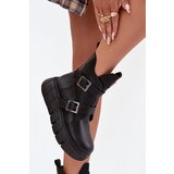 VINCEZA Leather Insulated Women's Ankle Boots On Platform With Buckles | Shoptok.si
