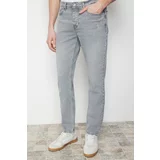 Trendyol Men's Gray Slim Fit Destroyed Jeans Denim Trousers