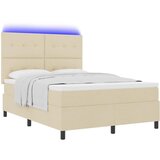  Krevet s opruga kutije s LED trakama Krema 140 x 190 cm tkanina | Shoptok.si