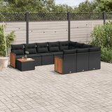 vidaXL 11-dijelni set vrtnih sofa od poliratana s jastucima crni | shoptok.hr