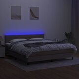  box spring s madracem LED smeđesivi 180x200 cm tkanina | shoptok.hr