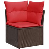  Vrtna garnitura - 11-dijelni set vrtnih sofa od poliratana s jastucima smeđi - Smeđa sa staklenim stolom 6 | shoptok.hr
